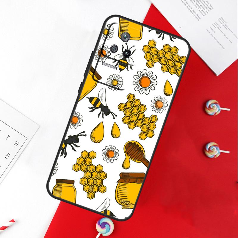 Golden Honeycomb Honey Bee Cover For Xiaomi 11T 12T 13T 14T Pro 13 14 15 Ultra POCO X7 Pro X3 X5 X6 F5 F6 M6 Pro Case