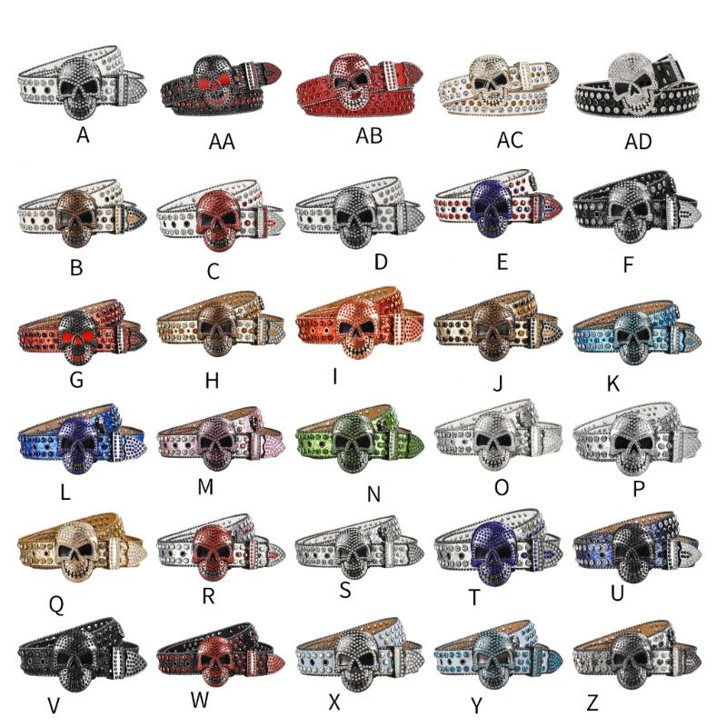 Women Rhinestones Belt for Jeans Skull Rivets Studded Waist Belt Blingbling Belt for Pants Cowboy Belt Waiststrap