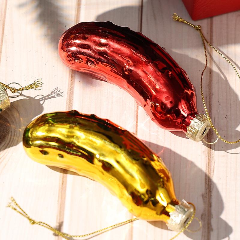 1 Stück Weihnachtsbaumhängeornament Glas Gurkenanhänger Kreative eingelegte Gurke Weihnachtsbaumdekor Anhänger