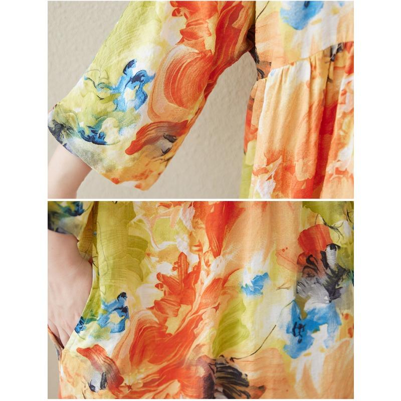 DIMANAF 2025 Plus Size Summer Women Basic Dress Floral Printing Vintage Casual Loose Hooded Long Dress Maxi