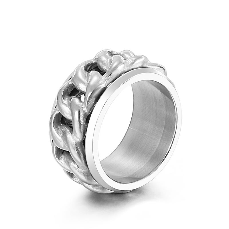 

Ретро Кольцо из нержавеющей стали для мужчин Панк Кубинская цепь Вращающееся кольцо на палец Декомпрессия Пиво Модные украшения Anillos Подарок 12