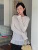 French Retro Lace Trim Round Neck Long Sleeve T-shirt for Women - Autumn Base Layer Shirt