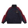 Unisex Oversized Puffer Jacket With Embroidered Letter Patchwork Warm Winter Streetwear Coat Men Women