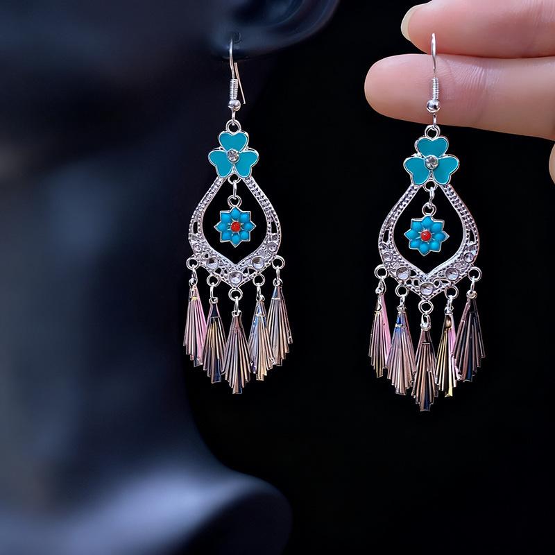 Ethnic style earrings Alloy silver-plated Miao ethnic minority Dong Yi earrings Earrings