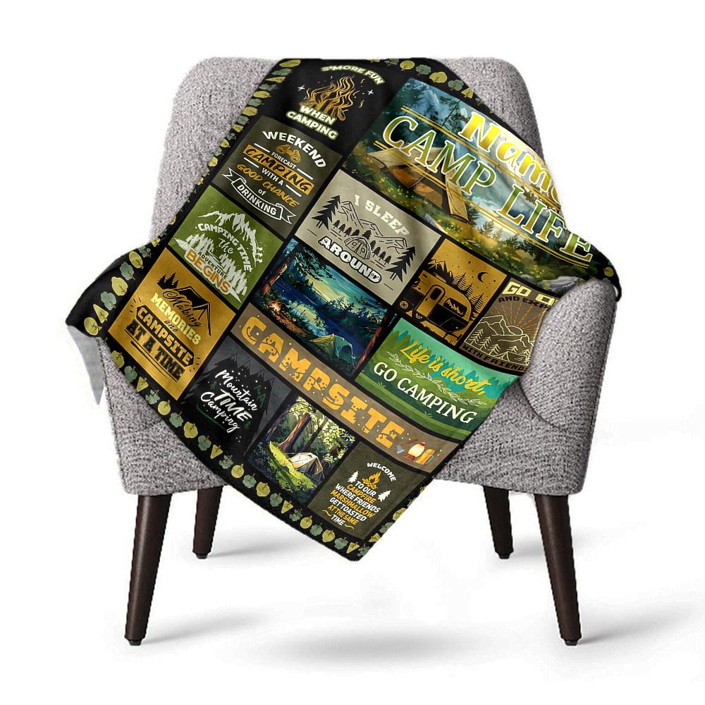 Camping Life Adventure Name Blanket Comfortable Soft Lightweight Allseason Multipurpose Blanket For Picnics Couches Offices Beds Living Rooms Perfect