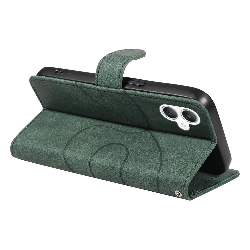 For Samsung Galaxy A07 5G/A06 4G/A06 5G Case Stand Wallet Leather Phone Cover Curved Line Wrist Strap