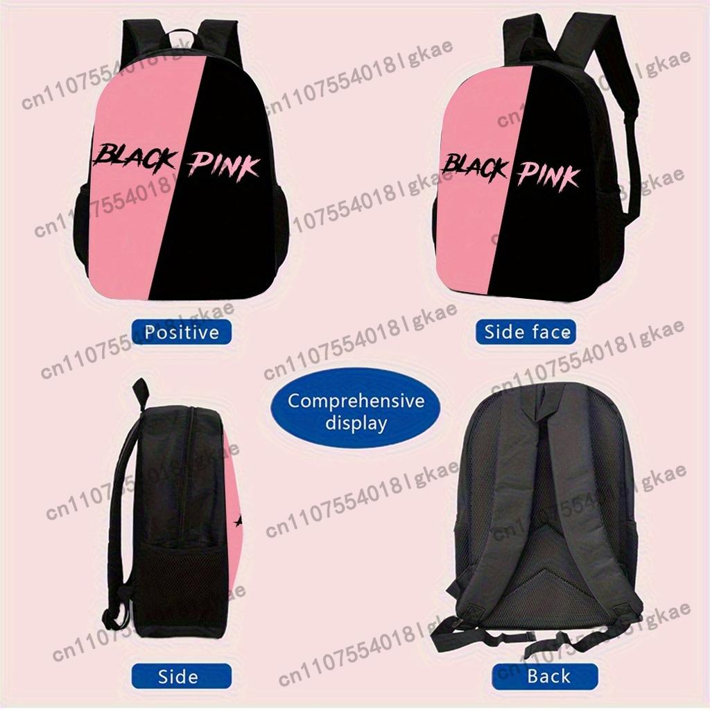 3pcs Summer Essential KPOP Backpack Set includes a large-capacity backpack, a pencil case, and a zippered crossbody bag with adj
