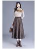 2025 Spring A-Line Skirt: Wool Front, Lace Back, Half-Elastic Waist, Long Skirt.