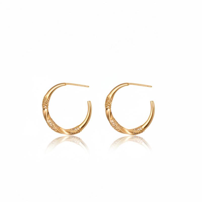 European and American Silver Needle Zircon Twisted C-shaped Stud Earrings Retro Fashion Exquisite Earrings Light Luxury High-end Earrings Women