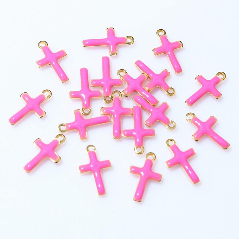 20pcs 10x6mm Enamel Small Cross Charms Pendant Stainless Steel DIY Jewelry Making Accessories Findings for Bracelet Earrings