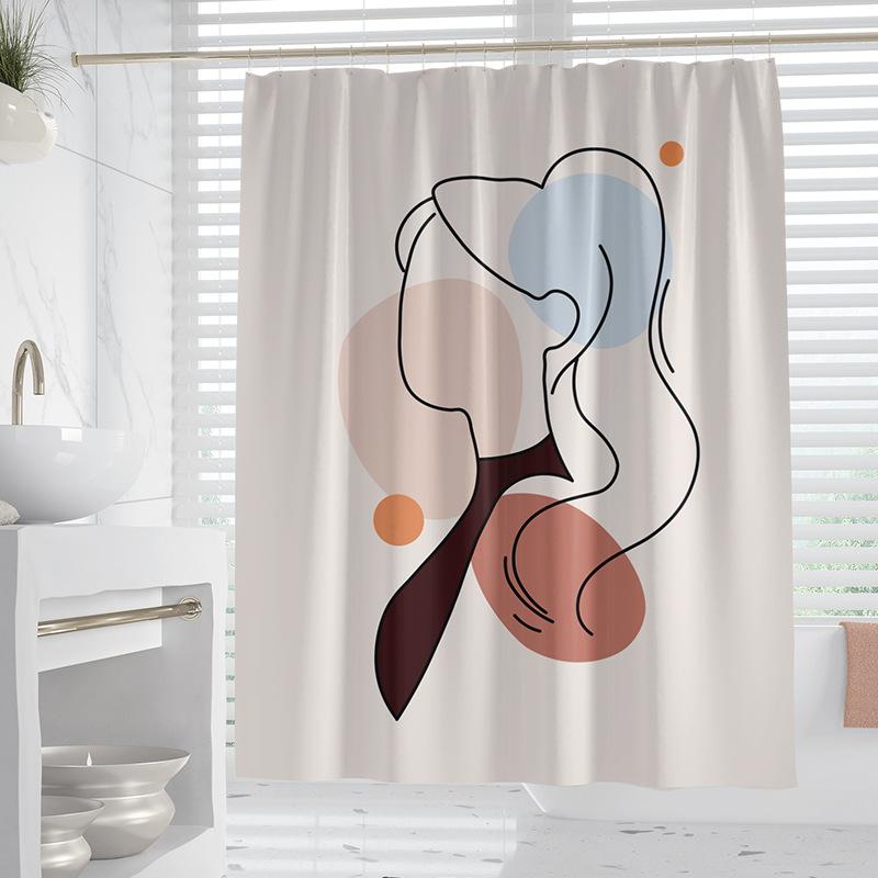 

Morandi plants and flowers washable Dirt-Resistant Shower Curtain Shower Head waterproof Polyester Bath Curtain For Home Decor 70x140CM