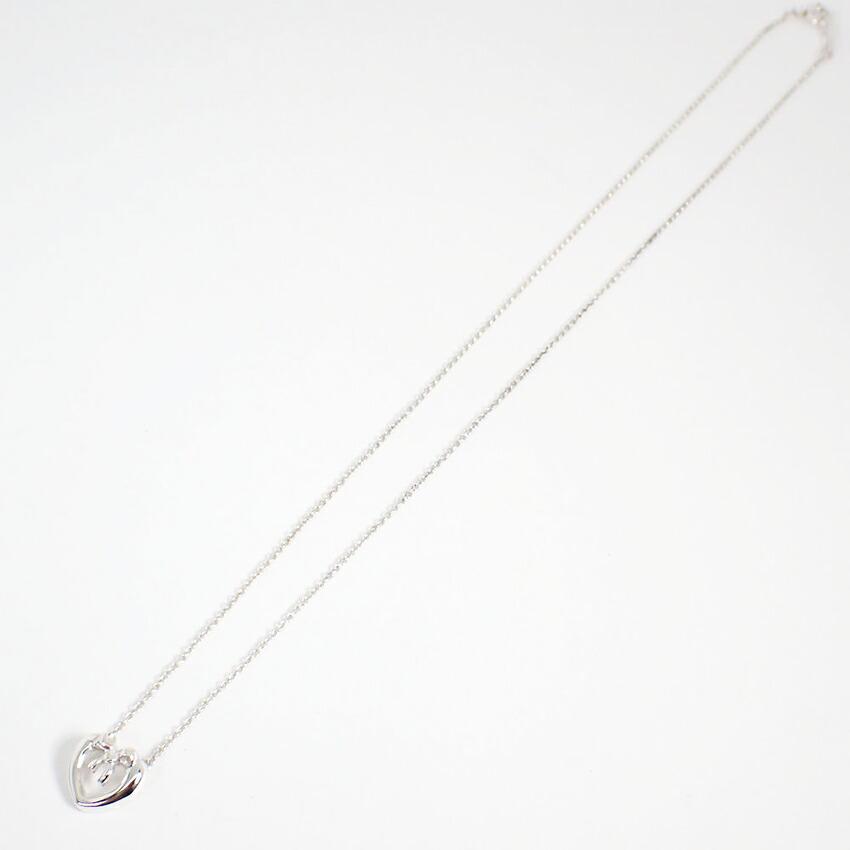 [Folosit] TIFFANY/Tiffany 925 Pandantiv/Colier Inimă Panglică [g349-58]