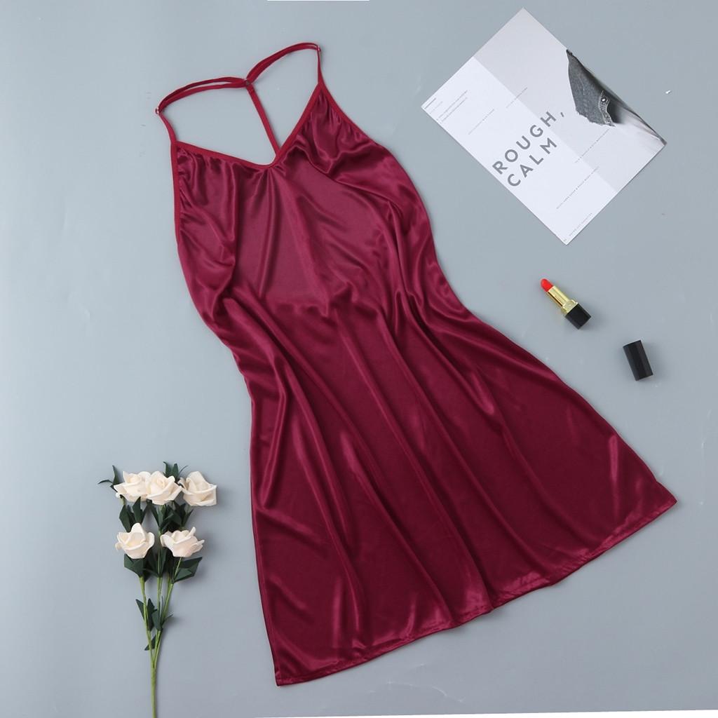Women Sexy Satin Sleepwear Babydoll Lingerie Nightdress Pajamas