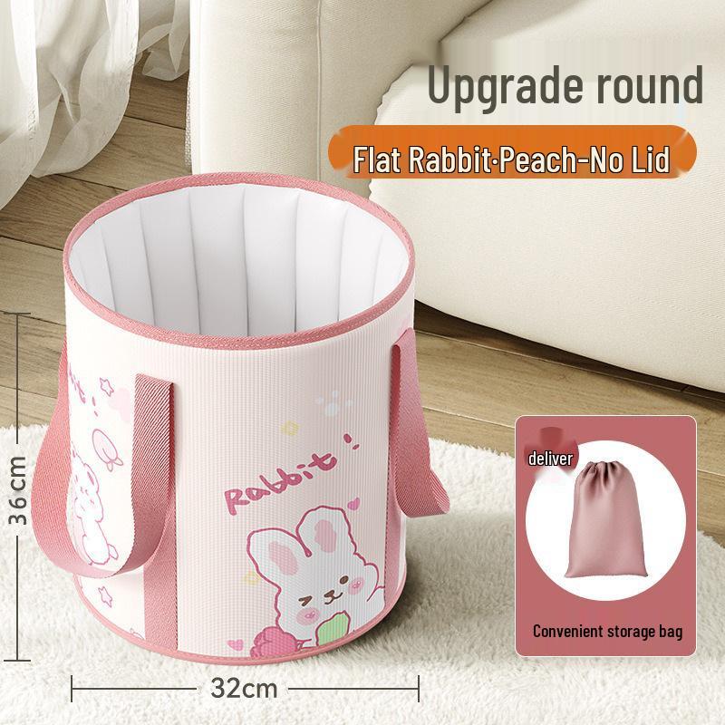 Cartoon Insulated Folding Foot Bath Bucket with Lid - Portable, Thickened Design for Deep Soak