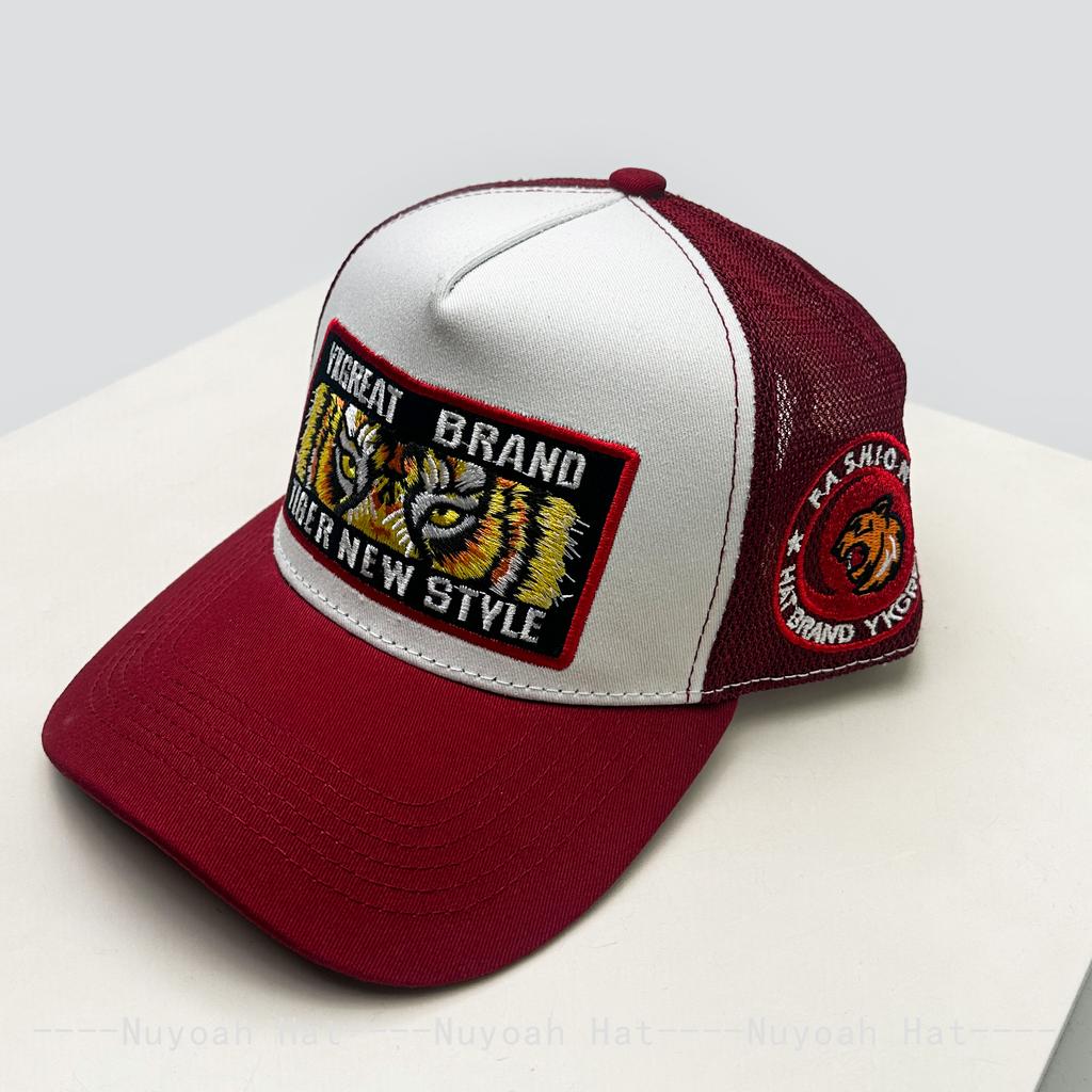 Neue Unisex-Street-Baseballkappen mit Stickerei-Tigerbuchstaben, atmungsaktiv, Farbblock, Sonnenschutz, Netz-Trucker-Kappen, persönlich, vielseitig