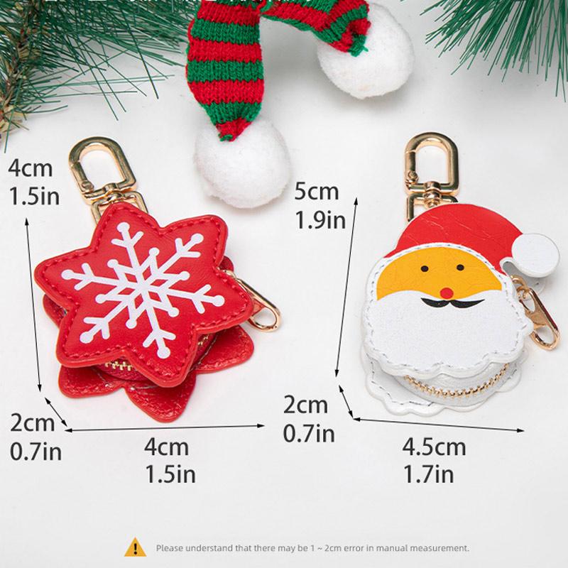 Christmas-themed Bag Charm Stylish Santa Claus Keychain Snowflake-shape Coin Purse Niche Design Headphone Bag New Versatile Gift