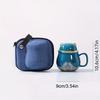 Set, Chinese Fortune Cat Tea Mug with Travel Bag, Ceramic Tea Cup with Infuser and Lid, Portable Drinkware