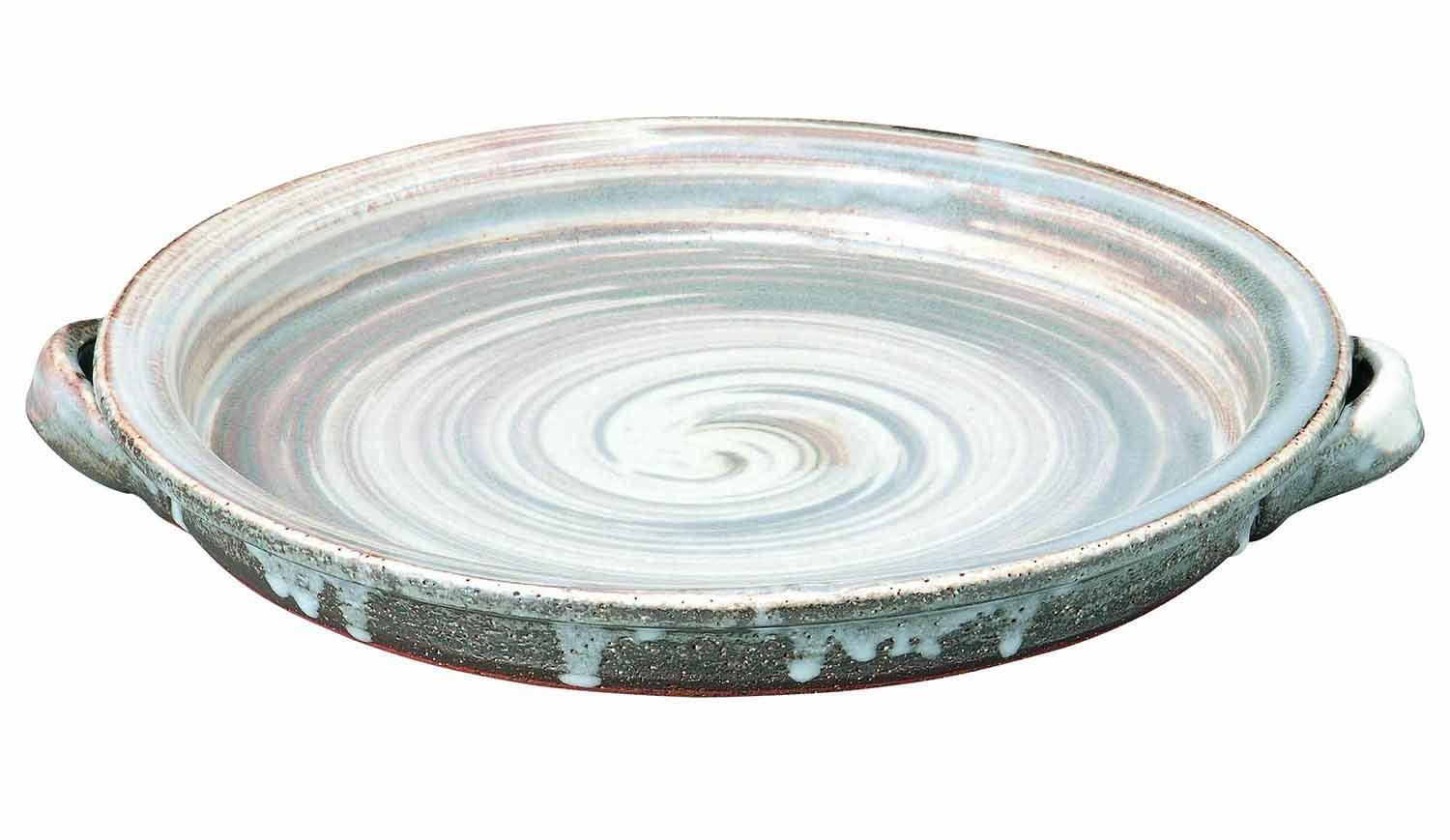 Banko direct flame resistant ceramic white brushstroke ware, plate, pattern, 33-53