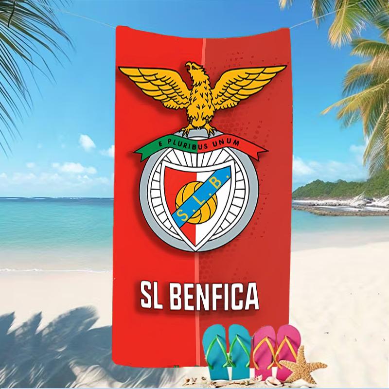 Strandtuch mit Muster von Sport Lisboa e Benfica - weich, saugfähig, maschinenwaschbar, leicht & modern, zum Schwimmen, Reiseutensilien