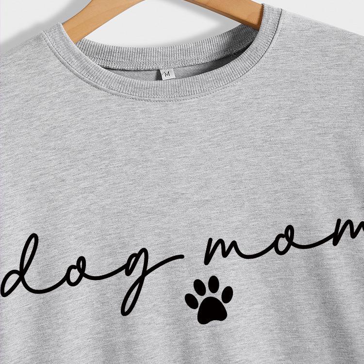 

Женский свитшот с круглым вырезом и длинными рукавами с принтом надписи «Dog Mom» XXL