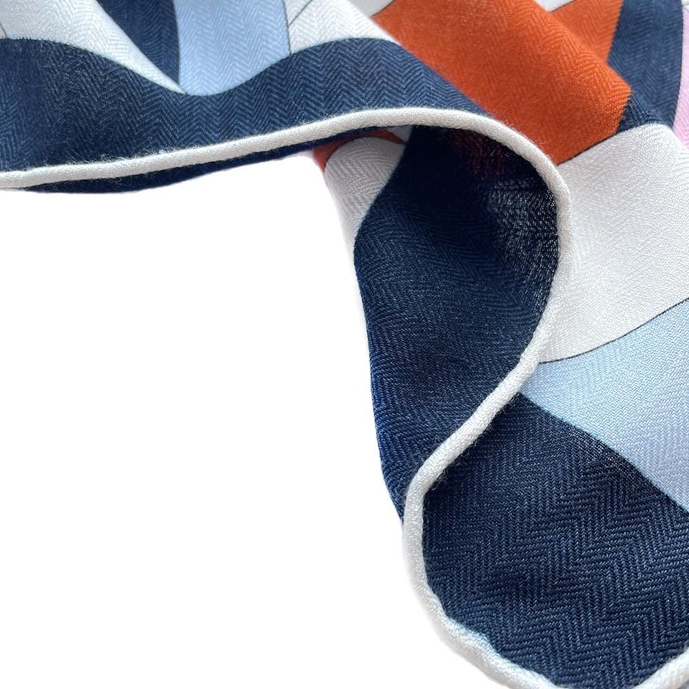 Silk Wool Triangle Scarf – Paris Sketch Design, High-End Mulberry Silk Shawl