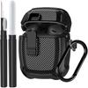 Capa compatível com Google Pixel Bud Pro e Bud Pro 2 com Clipe de Travamento e Kit de Limpeza, Capa Blindada Militar com Trava e Mosquetão para Google