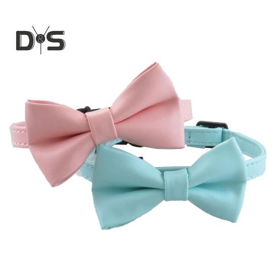 Cat Collar Adjustable Faux Leather Bowtie Pet Collar for Kitten Cats And Puppy Graduation Wedding Birthday Pet Party Collar with Copper Bell