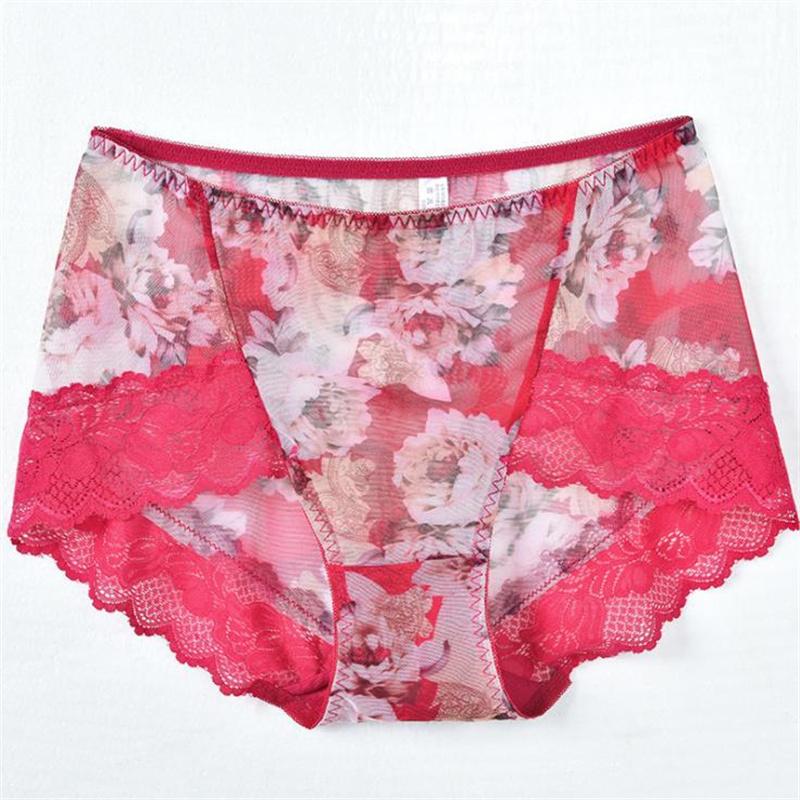 110kg Plus Size Sexy Panty Briefs Lace Panties Women Underwear Middle Waist Pant Lingerie Fit for Big Hips