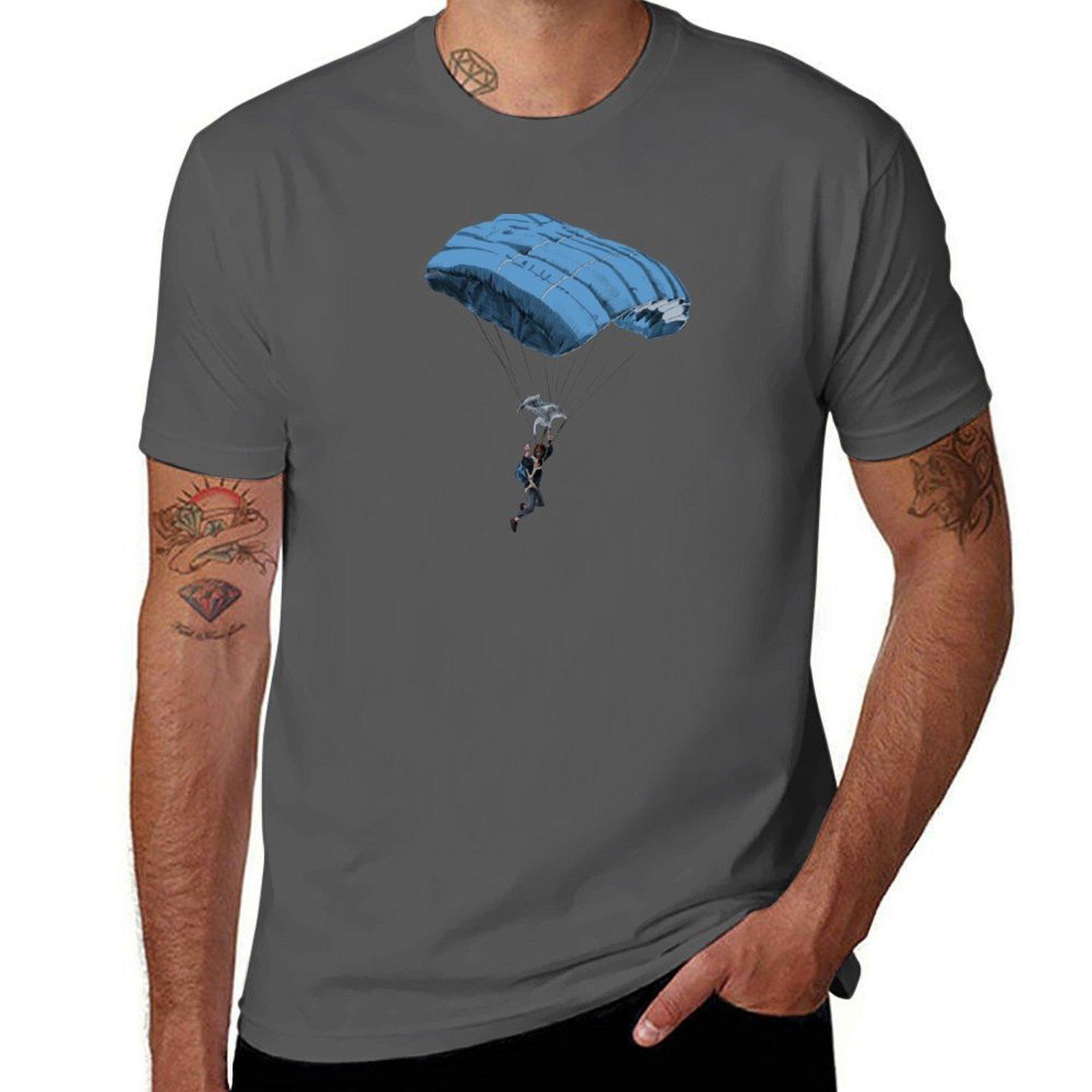 

parachuting T-Shirt t shirt man cotton t shirts for man graphic tees cotton t shirts man 100% T-Shirt 4XL