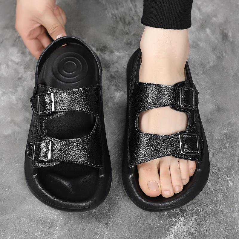 Fashion Men Outdoor Handmade Slippers Fashion Male Summer Beach Flats Breathable Sandals Mens Half Drag Non-Slip Flip Flops Cork Sandals