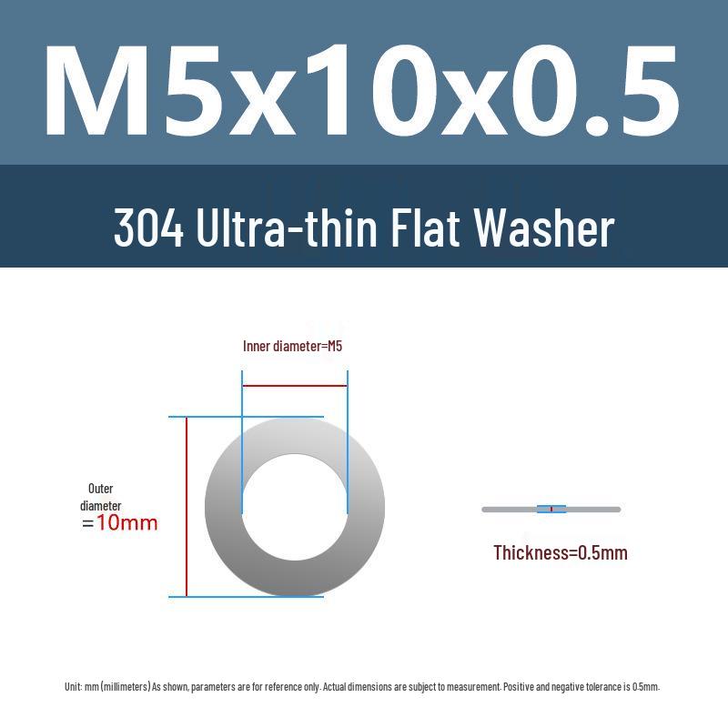 Yigu 304 Stainless Steel Flat Washer Shim Ring (Sizes M3, M4, M5, M8)