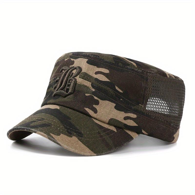 1pc Embroidered Camouflage UV Protection Mesh Breathable Flat Cap, Suitable For Outdoor Activities, For Men Women