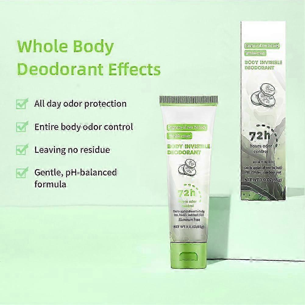 Women Body Deodorant Cream, Odor Removing Invisible Cream, 72 Hour Odor Control for Armpit Private Parts, Full Body Deodorant for Women