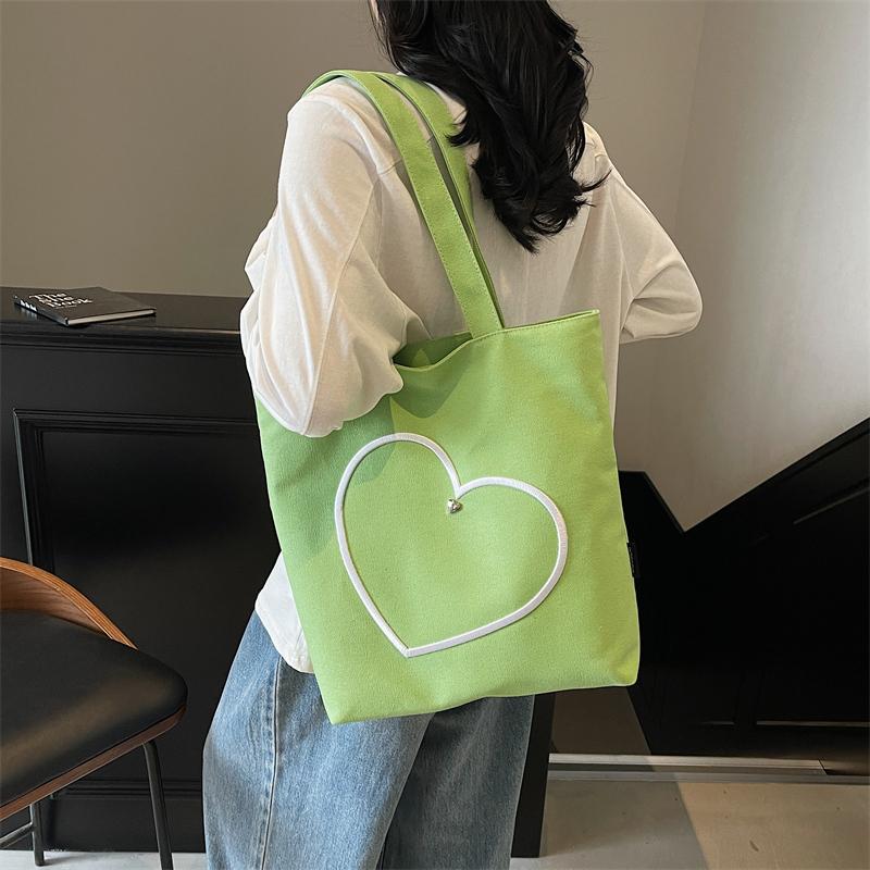 Love Canvas Bag Women's Large Capacity Tote Bag Commuter Underarm Bag