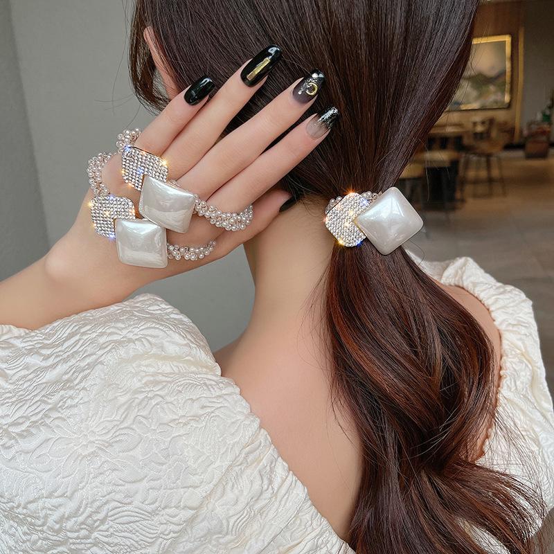 

European & American Style Geometric Pearl & Diamond Hair Tie