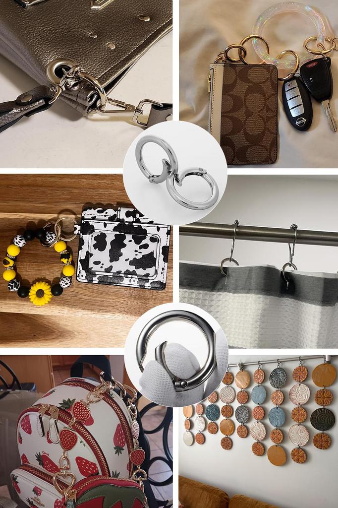 Round Carabiner Key Shu Tech Smart Key Round Carabiner Keychains with Double Rings Set of Rings, Rings, (35mm, 32)