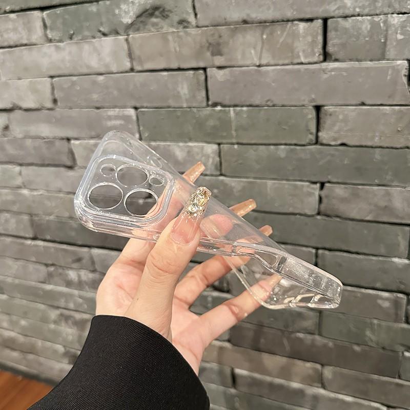 Luxury Clear Glitter Phone Case For iPhone 17 Air 16 15 14 Plus 13 12 11 Pro Max Camera Protection Transparent Silicone Cover