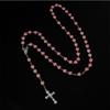 Religion Christian Faux Pearls Rosary Necklace For Women Crossed Pendant Clavicle Chain Beads Chains Fashion Jewelry