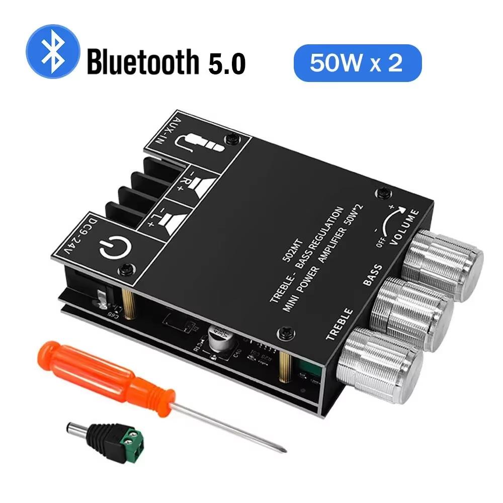 Bluetooth 5.0 Subwoofer Amplifier Board 2.0 Channel High Power Audio Digital HIFI Stereo Amplifier Board 2X50W Bass AMP ZK-502MT