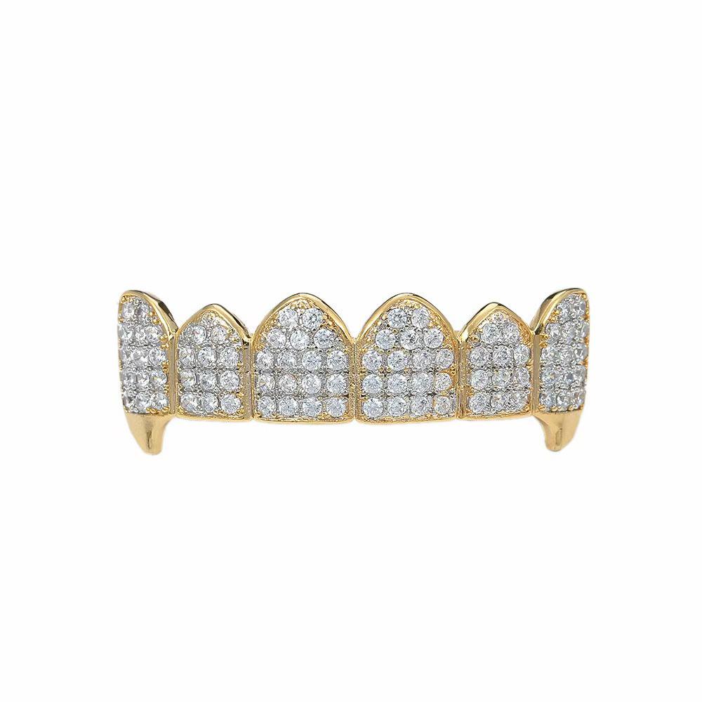 European Hot Selling Six-Tooth Zirconia Vampire Fangs Grill Set for Hip Hop Christmas Parties
