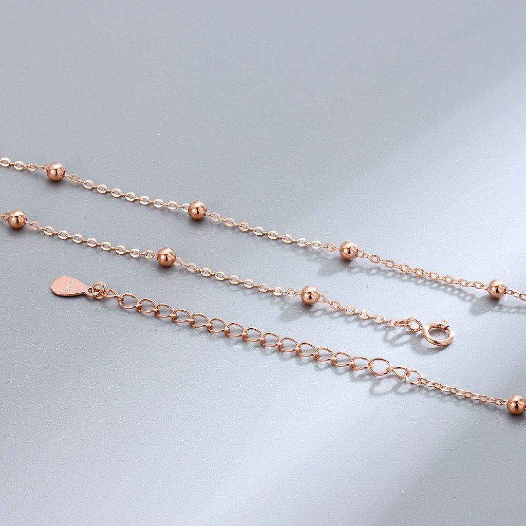S925 Sterling Silver Gold Plated Collarbone Chain Round Beads Snake Bone Box Twisted Flower Chain Necklace Fashion Jewelry