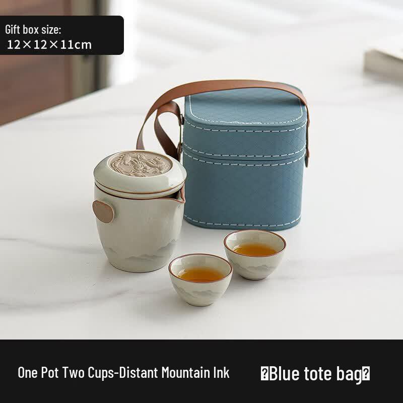 Youluo Ru Kiln Portable Travel Tea Set with Glass Infuser
