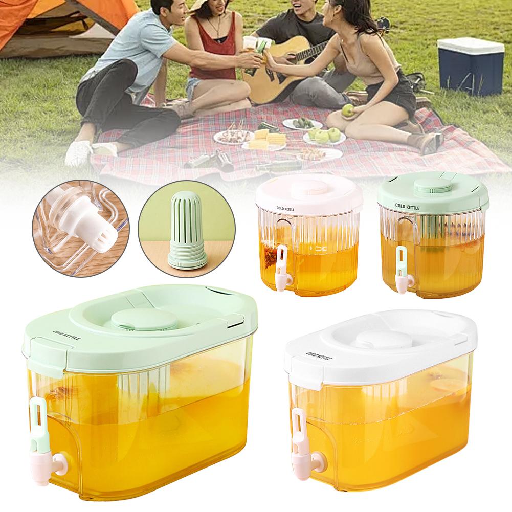 4L Leakproof Beverage Dispenser with Spigot & Lid Cool Water Bucket Clear Outdoor Water Bucket for Iced Tea Lemonade Juice Milk
