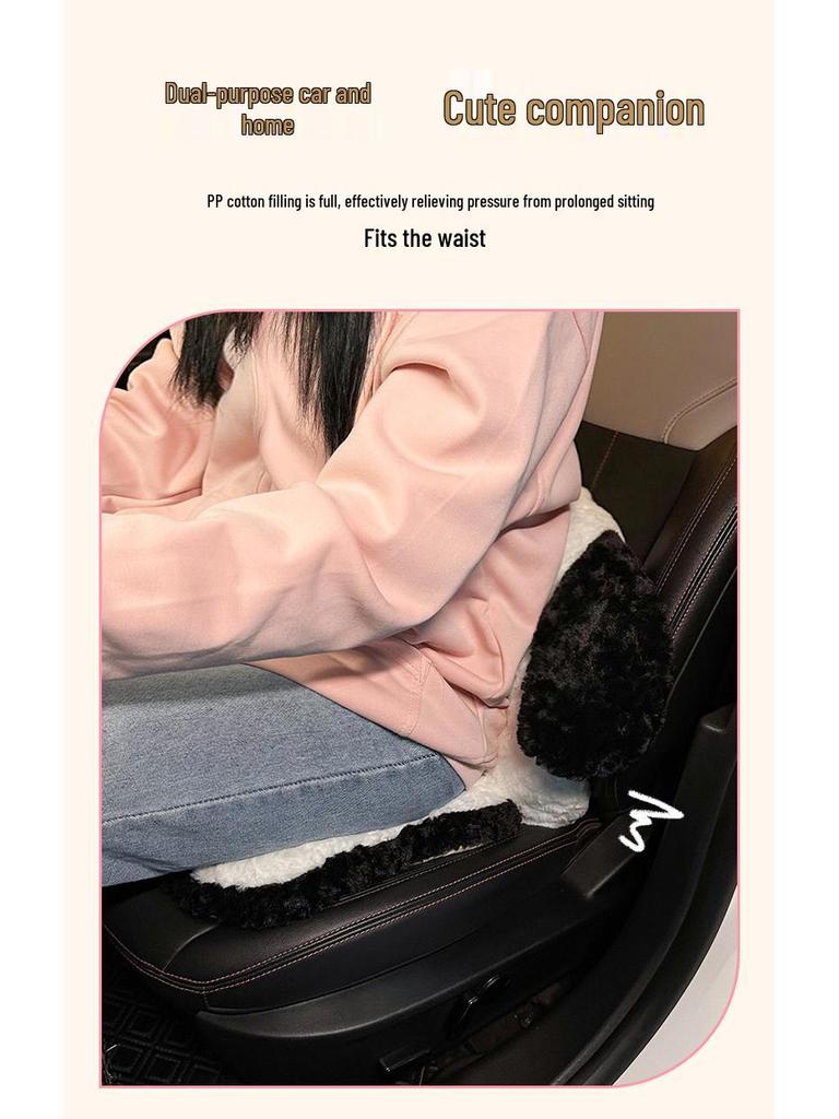 Damen Winter Plüsch Autositz- und Rückenlehnenbezug – Warm, Niedlich, Integriertes Design