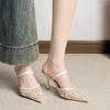 Beautiful sandals high heels with cheongsam shallow mouth pointed new Chinese embroidered stiletto single shoes women are not tired of feet