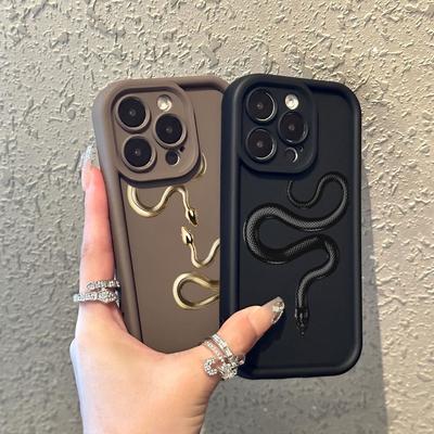 N71 Black Gold Snake Soft Angel Eyes Phone Cases for iPhone 15 14 12 11 Pro Max 13 Mini 7 8 6S Plus XS Max XR SE Shockproof Bumper Cover