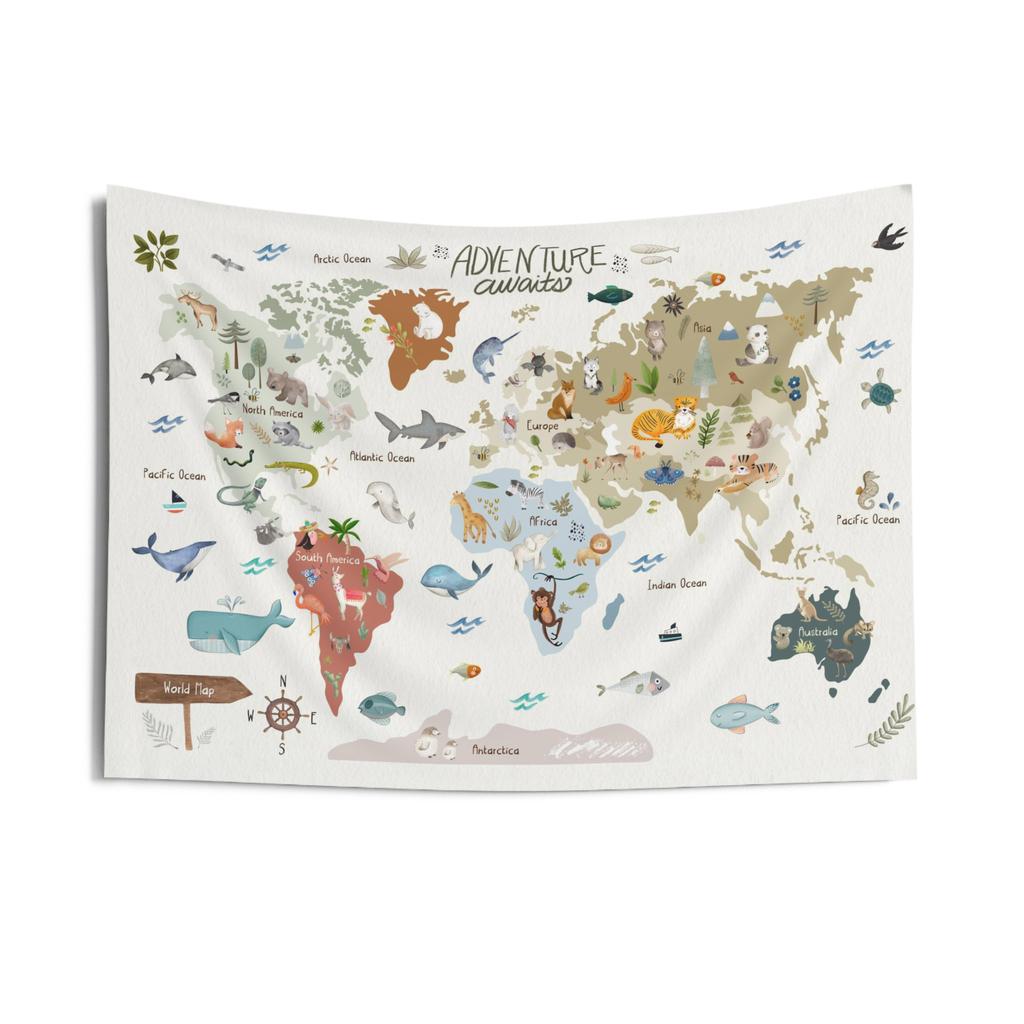 Arazzo Mappa del Mondo Decorazione Stanza Bambini Sala Giochi Arte Murale Decorazione Murale Arredamento Casa Decorazione Stanza Decorazione Murale Miglior Regalo