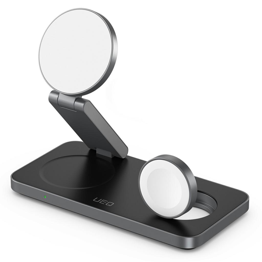 T8 3 in 1 Wireless Charging Station Foldable Charger Stand for iPhone 15-12/Apple Watch/Airpods