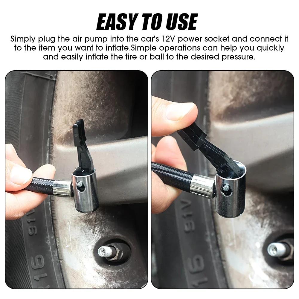 12V DC 300 PSI Car Tire Inflator, Compact Portable Air Compressor Pump with Cigarette Lighter Plug for Emergency Use