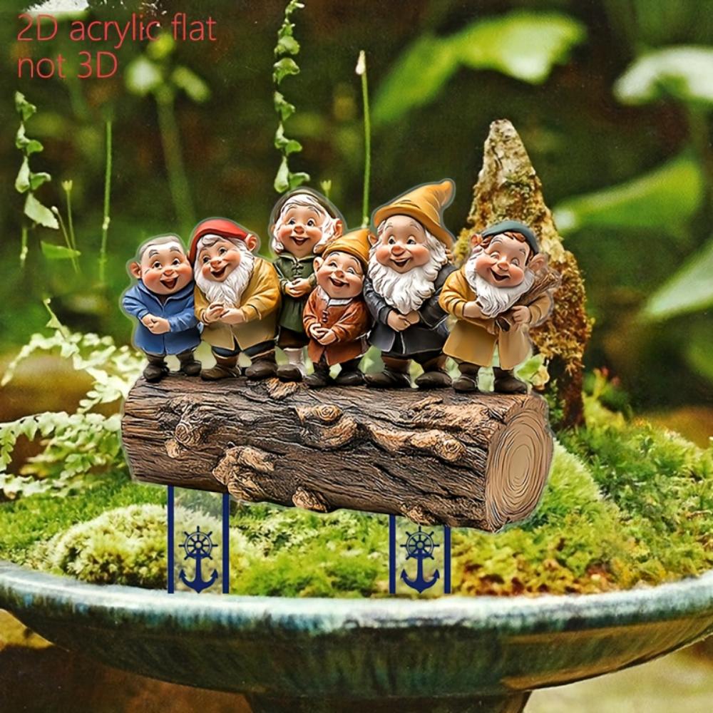 A Group of Happy Dwarfs, 2D Flat Acrylic, Decoration, Suitable for Garden, Lawn, Outdoor, Christmas, Halloween